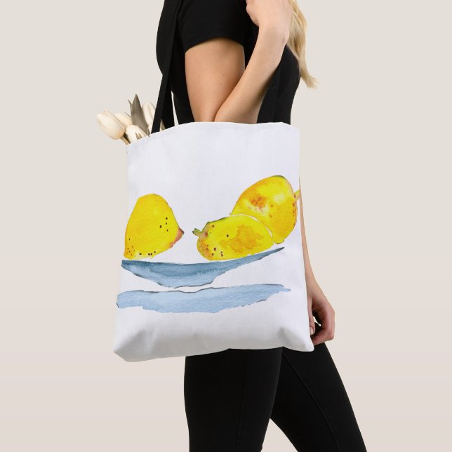 Bolso De Tela Acuarela de fruta amarilla de los lemones (Detalle)