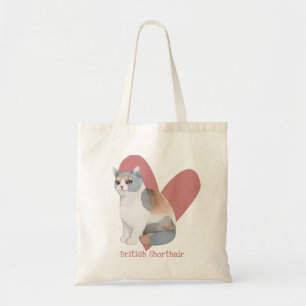 Bolso De Tela Acuarela de gato al descubierto británica Kitty Pi