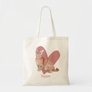Bolso De Tela Acuarela de gato de juguete Corazón rosa Kitty