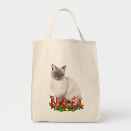 Bolso De Tela Acuarela de gato siamesa para navidades