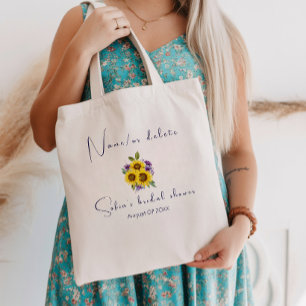Bolso De Tela Acuarela de girasol silvestre púrpura amarillo