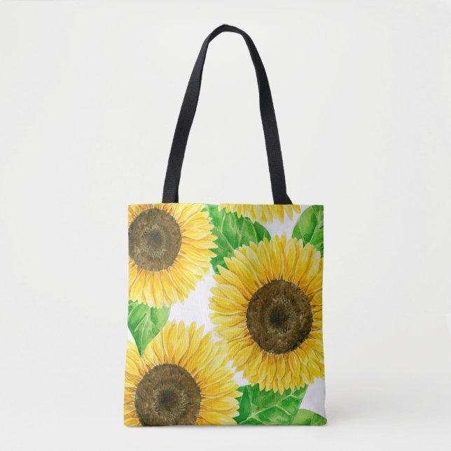 Bolso De Tela acuarela de girasoles (Anverso)