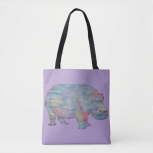 Bolso De Tela Acuarela de hipopótamo