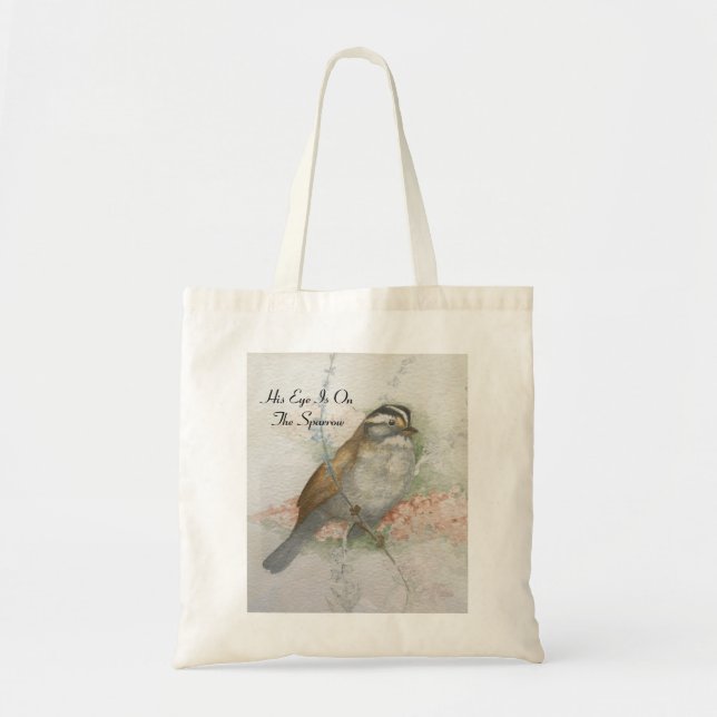 Bolso De Tela Acuarela de la cita de la Biblia de Sparrow (Frente)
