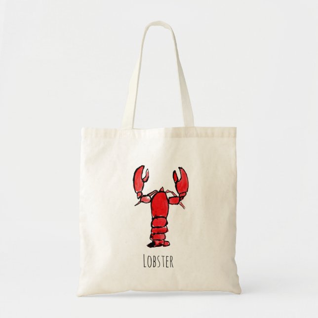 Bolso De Tela Acuarela de langosta rústica (Frente)