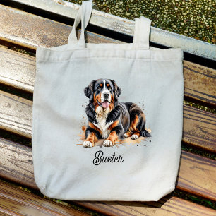 Bolso De Tela Acuarela de mascota Bernés de montaña marrón perso