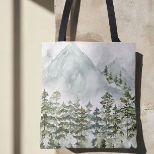 Bolso De Tela Acuarela de naturaleza de bosque y montaña