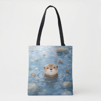 Bolso De Tela Acuarela de Nutria Adorable