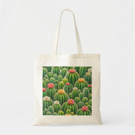 Bolso De Tela Acuarela de patrón de cactus barril florecido del