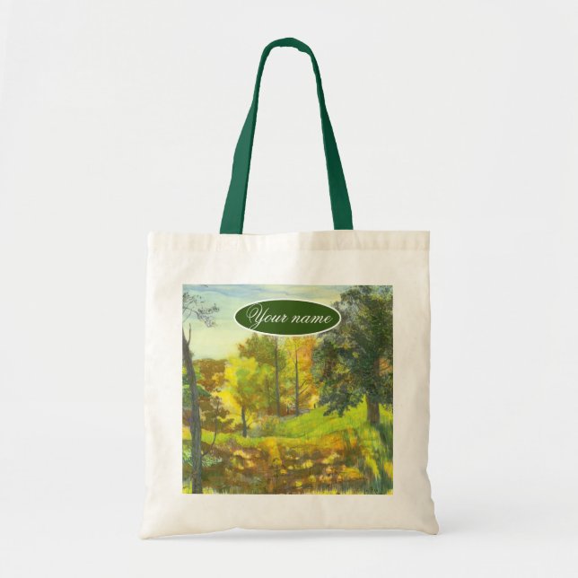 Bolso De Tela acuarela de pintura de caída solar (Frente)
