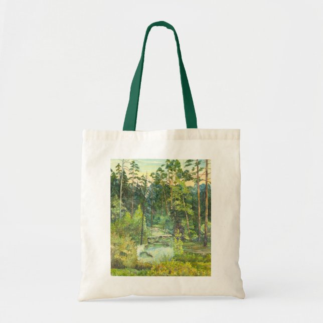 Bolso De Tela acuarela de pintura forestal (Frente)