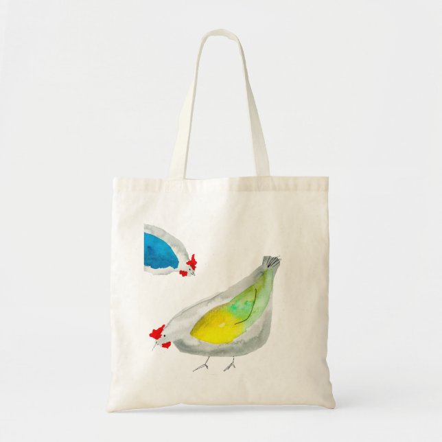 Bolso De Tela Acuarela de pollitos lindos (Frente)