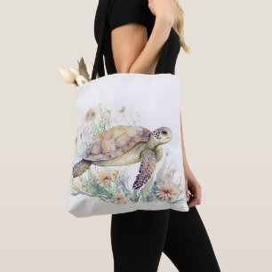 Bolso De Tela Acuarela de tortuga marina