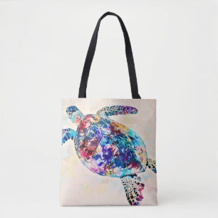 Bolso De Tela Acuarela de tortuga marina hawaiana
