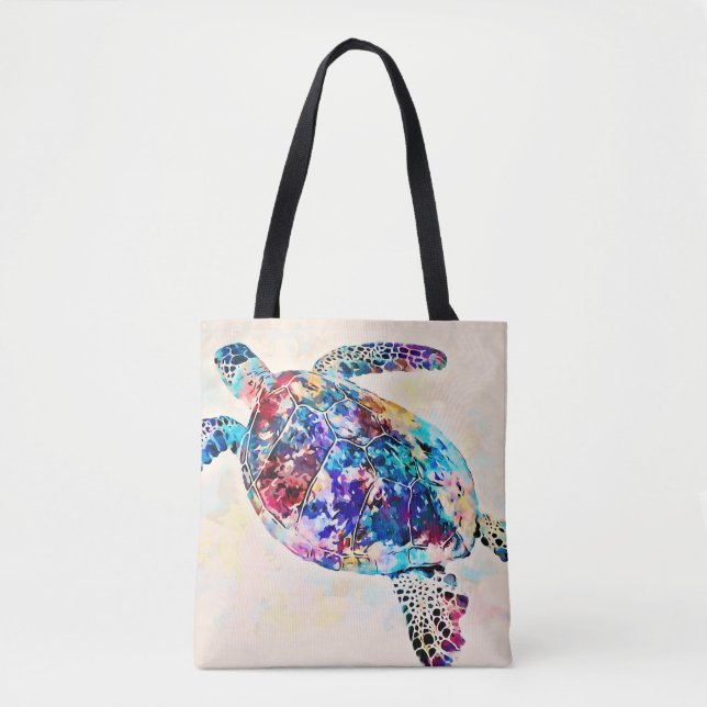 Bolso De Tela Acuarela de tortuga marina hawaiana (Anverso)