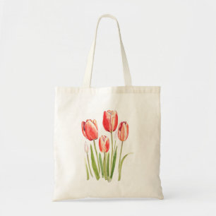 Bolso De Tela acuarela de tulipanes naranjas