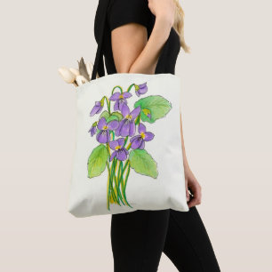 Bolso De Tela Acuarela de violetas silvestres