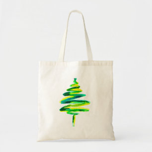 Bolso De Tela acuarela del árbol de Navidad verde