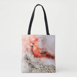 Bolso De Tela acuarela del cardenal norte