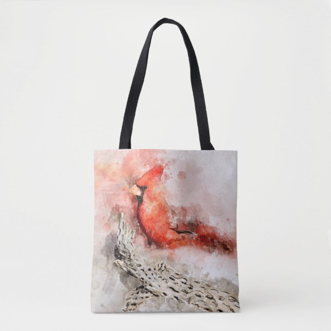 Bolso De Tela acuarela del cardenal norte (Anverso)