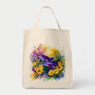 Bolso De Tela Acuarela delfines océano flores tropicales
