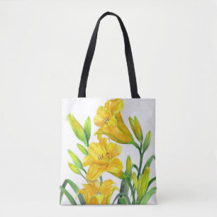 Bolso De Tela Acuarela Día Amarillo Lilis Arte Floral