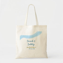 Bolso De Tela Acuarela dorada azul burbujeante y nupcial brunch 