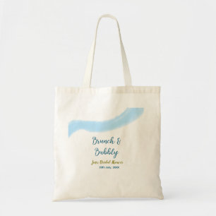 Bolso De Tela Acuarela dorada azul burbujeante y nupcial brunch
