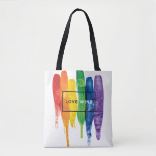 Bolso De Tela Acuarela El Amor LGBT Gana El Arcoiris Paint Typog