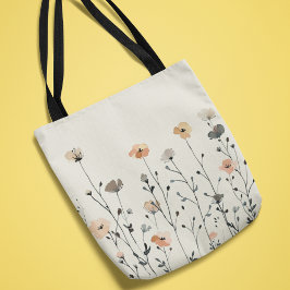 Bolso De Tela Acuarela Elegante Flores Silvestres Rústica Floral