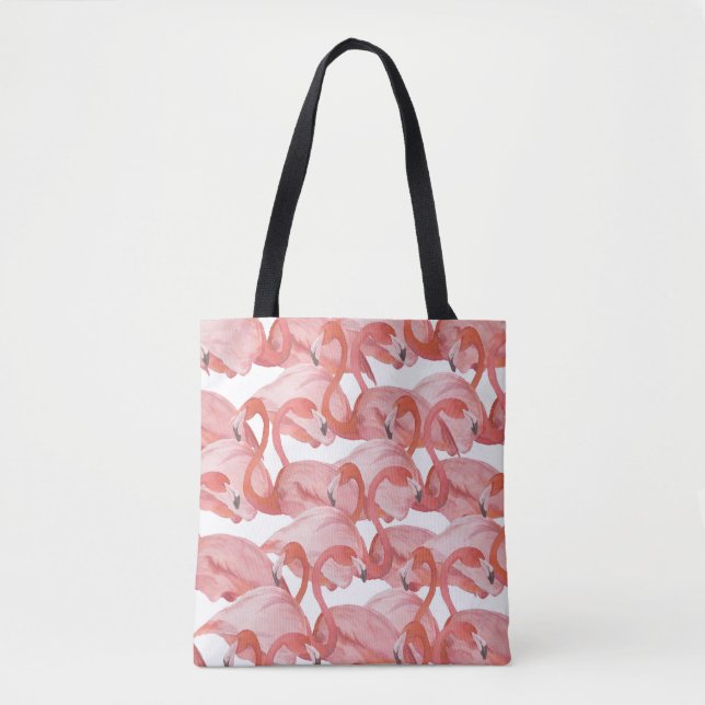 Bolso De Tela Acuarela Flamingo: Patrón sin foco (Anverso)