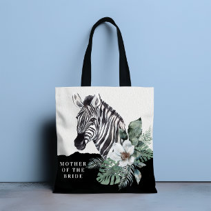 Bolso De Tela Acuarela Floral Cebra Salvaje Madre de la Novia