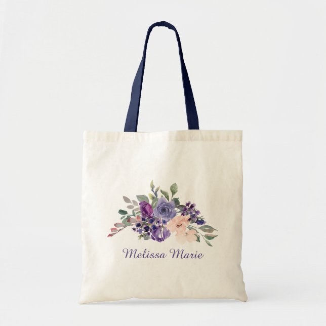 Bolso De Tela Acuarela floral conocida personalizada (Frente)