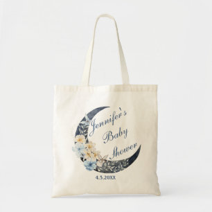 Bolso De Tela acuarela floral luna azul niño bebé ducha