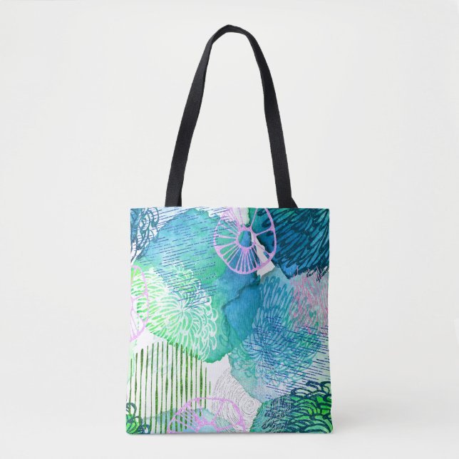 Bolso De Tela Acuarela floral moderna abstracta (Anverso)