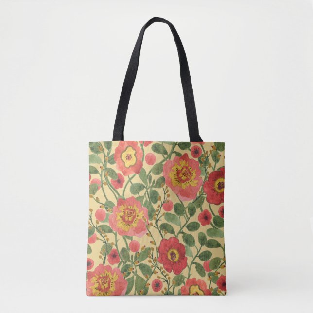 Bolso De Tela Acuarela floral retro: elegancia inmadura (Anverso)