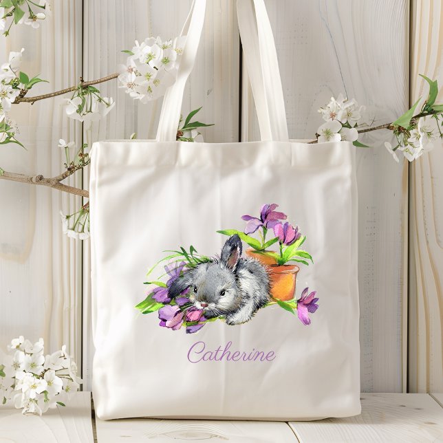Bolso De Tela Acuarela Floral Semana Santa Conejo Conejo Persona (Subido por el creador)