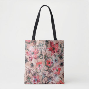 Bolso De Tela Acuarela, flores.
