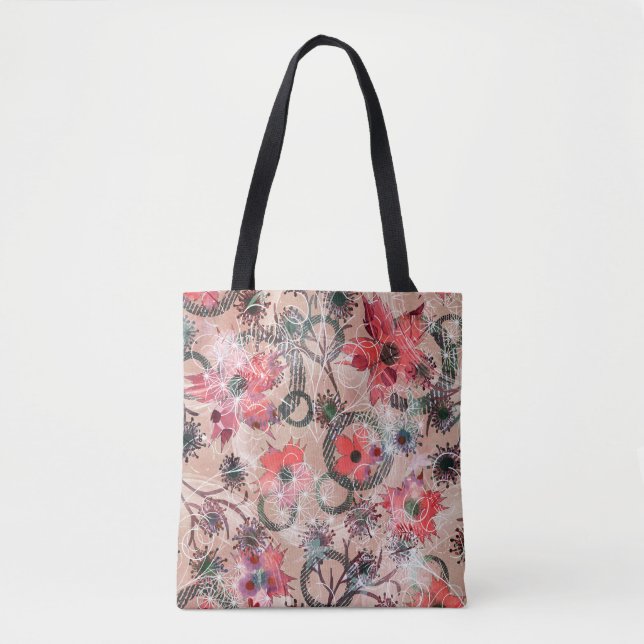 Bolso De Tela Acuarela, flores. (Anverso)