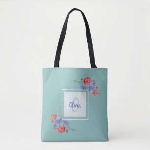 Bolso De Tela Acuarela, flores.