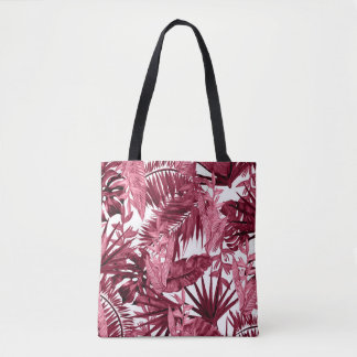 Bolso De Tela Acuarela Foliage Púrpura, Floral Seamless.