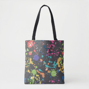 Bolso De Tela Acuarela Grunge: Patrón de puntos coloridos.