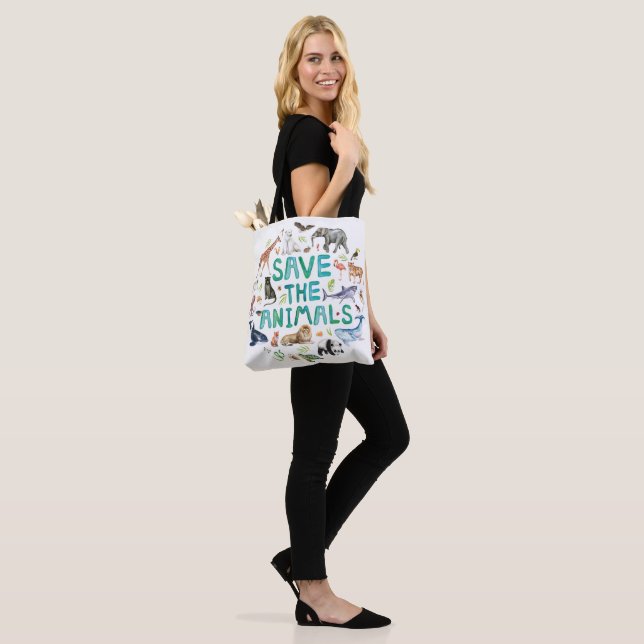 Bolso De Tela Acuarela Guardar el Tote de animales (Puesto)