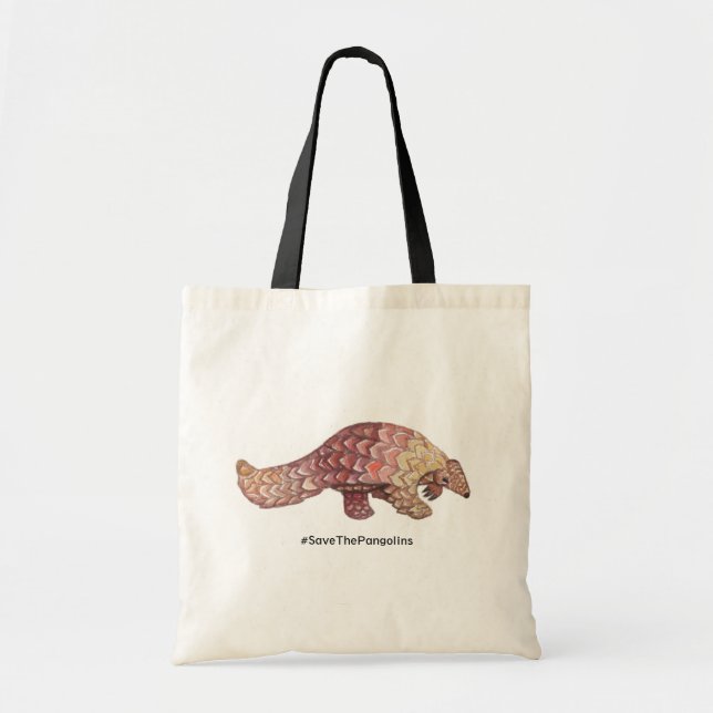 Bolso De Tela Acuarela Guardar el Tote de Pangolins (Frente)