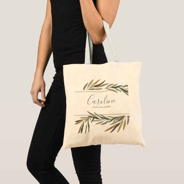 Bolso De Tela Acuarela Herb Rosemario Botánico Personalizado (Anverso (producto))