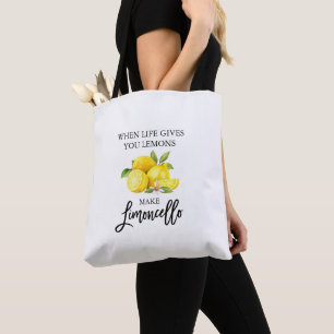 Bolso De Tela Acuarela Lemons Guión de pincel moderno Limoncello