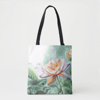 Bolso De Tela Acuarela Loto