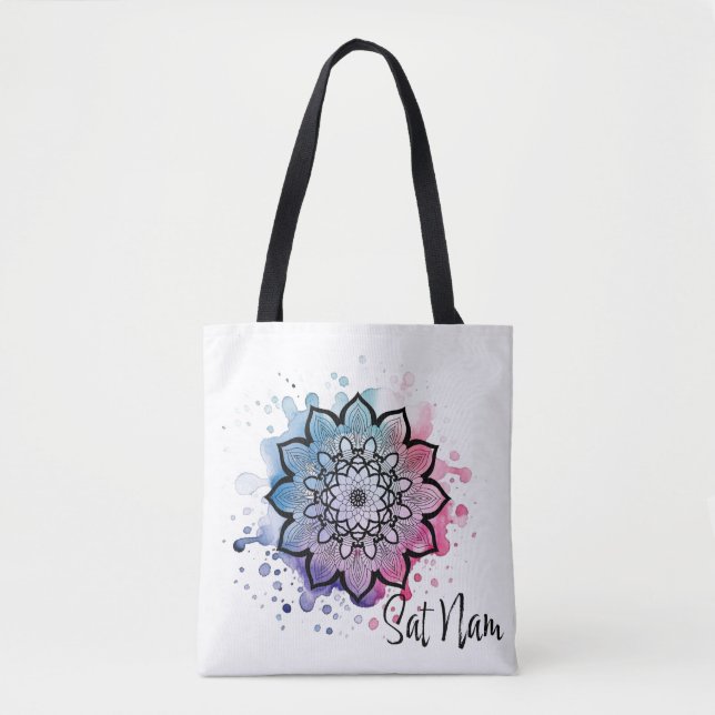 Bolso De Tela Acuarela Mandala Sat Nam Tote Bag (Anverso)