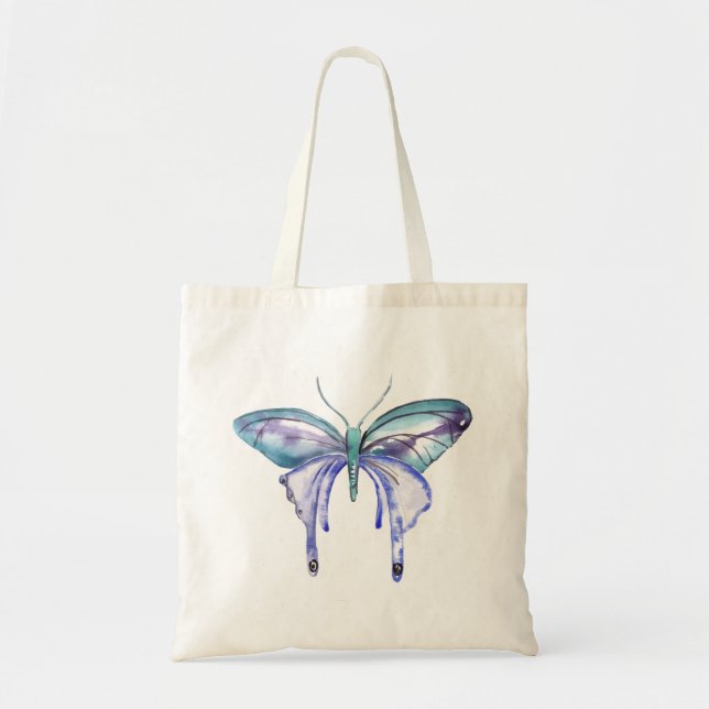 Bolso De Tela acuarela marrón azul morado (Frente)