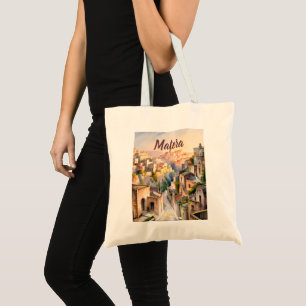 Bolso De Tela Acuarela Matera Italia Sassi di Matera Vintage